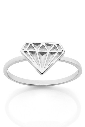 Diamond Stacker Ring, silver