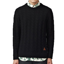I Love Ugly - Cable Knit Crew - Black Speckle