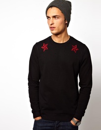 Sweatshirt With Embroidered Stars