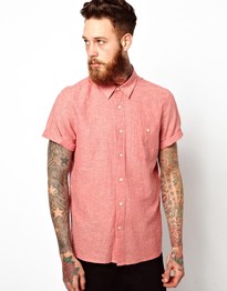 Shirt In Short Sleeve With Linen Mix