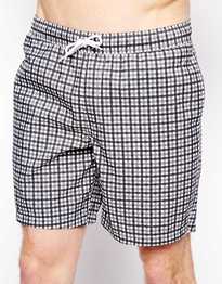 Swim Shorts In Mid Length With Gingham Print