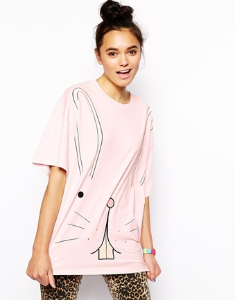 Oversized T-Shirt with Bunny Print