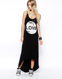 Maxi Dress With Love Logo And Dipped Hem