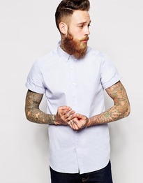 Smart Shirt In Short Sleeve With Marl Effect and Button Down Collar