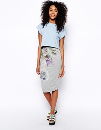 Pencil Skirt In Photographic Floral