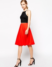Midi Skirt in Ponte with Bold Pleats