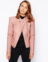 Leather Look Jacket with Structured Shoulder