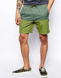 Chino Shorts With Contrast Panel In Mid Length