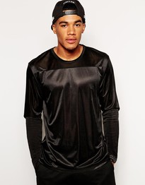 3/4 Sleeve T-Shirt In High Shine Fabric In Skater Fit
