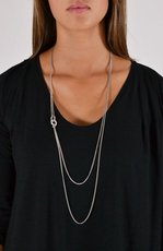 long double chain necklace in silver