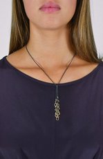 black tassel necklace with gold links
