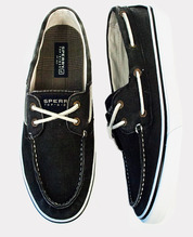 sperry mens bahama shoes - black washed canvas