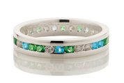 sterling silver karen walker diamond, topaz and emerald stacker ring