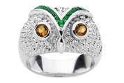 sterling silver karen walker emerald and citrine owl ring