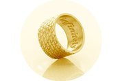 9k yellow gold huffer fishnet ring