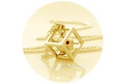 9k yellow gold huffer fish in a box pendant
