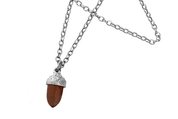 karen walker sterling silver and wood acorn and leaf pendant