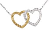 18ct white and yellow gold diamond set lovebound heart pendant
