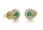 18ct yellow gold emerald and diamond earrings