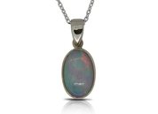 14ct white gold oval opal pendant