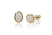 14ct yellow gold oval opal stud earrings