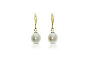 9ct yellow gold freshwater pearl drop earrings