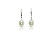 9ct white gold freshwater pearl drop earrings