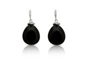 9ct white gold and onyx drop earrings