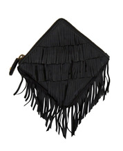 zabbana fringe coin purse - black