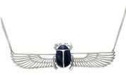 zoe & morgan lapis scarab isis wing necklace - sterling silver