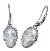 zoe & morgan mother of pearl skull earrings - sterling silver