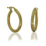 9ct yellow gold round profile hollow hoop earrings - 15mm