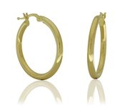 9ct yellow gold hollow hoop earrings - 20mm