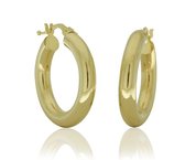 9ct yellow gold wide hollow hoop earrings - 15mm