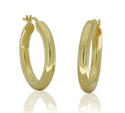 9ct yellow gold wide hollow hoop earrings - 20mm