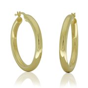9ct yellow gold wide hollow hoop earrings - 25mm