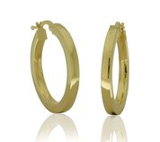 9ct yellow gold square profile hollow hoops - 20mm