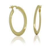 9ct yellow gold flat profile round hollow hoops - 20mm