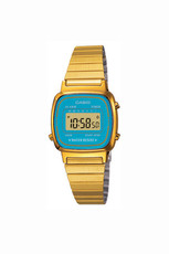 SMALL WOMENS DIGITAL WATCH, 526, GOLD/turquoise face
