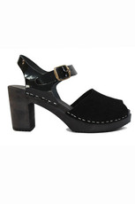 Frida Super High Sandals, Black Suede/Pantent