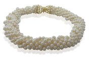 cultured pearl multi strand necklace with 14ct yellow gold clasp