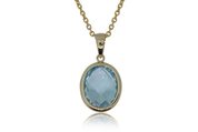14ct yellow gold blue topaz oval pendant