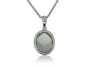 14ct white gold green amethyst oval pendant
