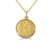 14ct yellow gold circle st christopher pendant