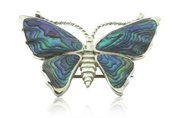 sterling silver vintage paua butterfly brooch