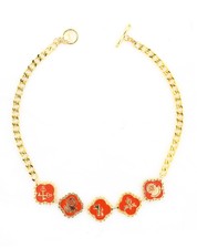 Multi Enameled Charm Necklace in Scarlet by Karen Walker