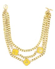 3 Strand Enameled Charm Necklace in Yellow by Karen Walker