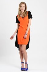 dipper dress in orangeade and black