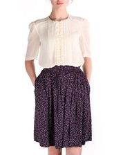 Shirred Waist Skirt (Spotted Twill) in Navy by Karen Walker