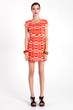 capped sleeve deco dress, coral